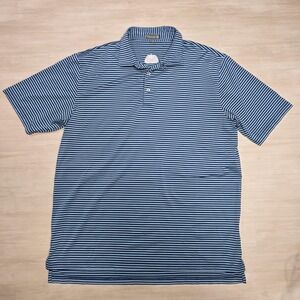 Peter Millar Polo Shirt Mens XL Blue Striped Summer Comfort Golf Performance